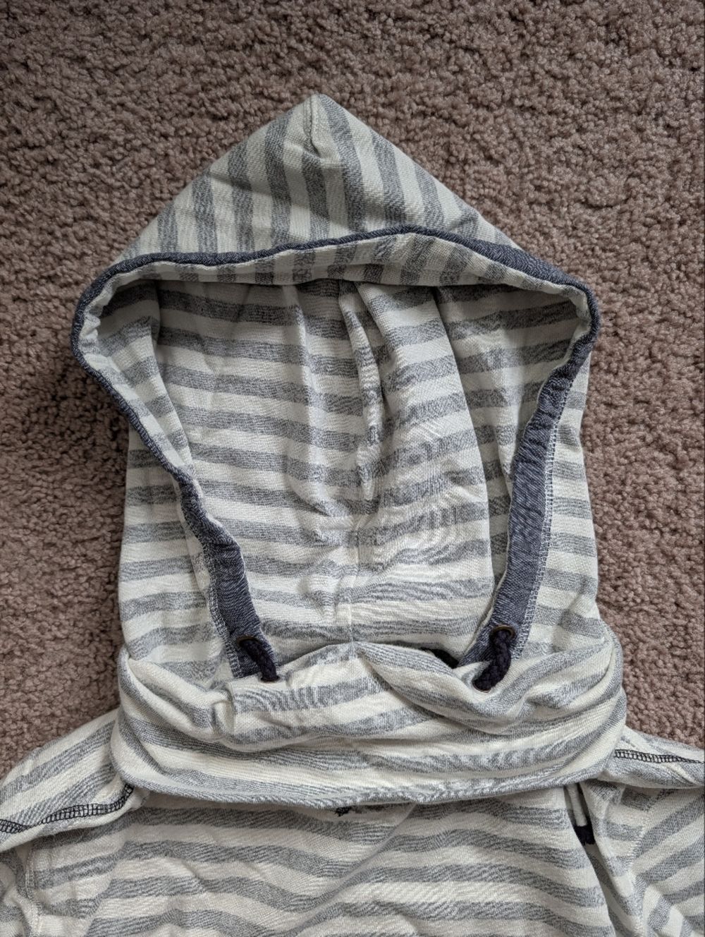 Third & Army Mens Off White Gray Allman Striped Pullover Cowl Neck Hoodie NWT S - Picture 5 of 8